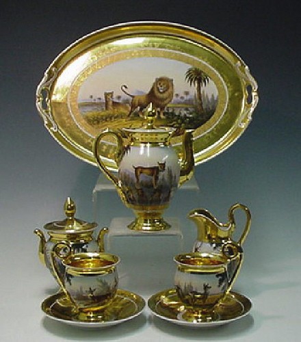 Inventory: Potschappel Gilt Porcelain Tete-a-tete Set, Carl Thieme, Circa 1890., SOLD &bull;