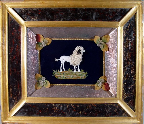 Inventory: An Unusual French Shadow Box Picture with Leather & Wool Poodle, Circa 1880, SOLD &bull;