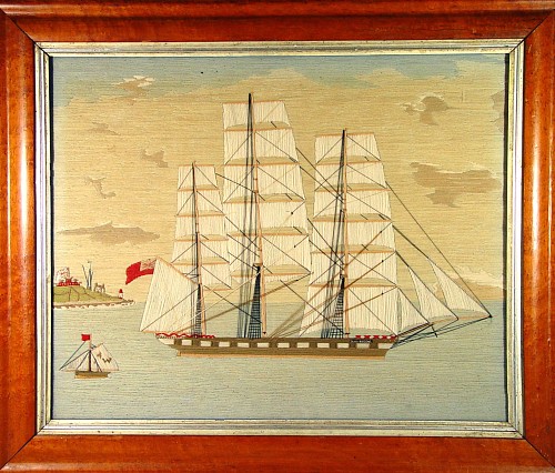 A Large English Sailor's Woolwork of The 'May Queen" which sailed between London & New Zealand, Circa 1869-88. SOLD &bull;