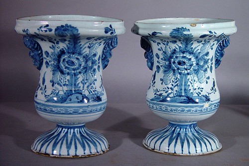 Inventory: A Pair of English Delftware Undereglaze Blue and White Flower Pots, Probably London, Circa 1750, SOLD &bull;