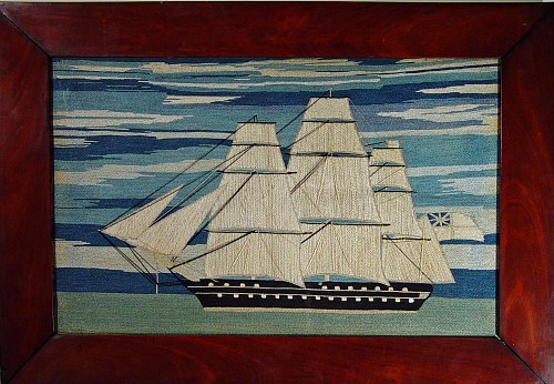 Inventory: An Unusual Cotton Sailor's Woolie of a Ship, Circa 1870, SOLD &bull;