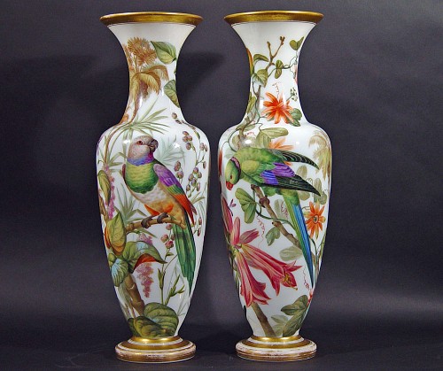 A Superb Pair of French Opaline Vases, Baccarat, Circa 1845 SOLD &bull;