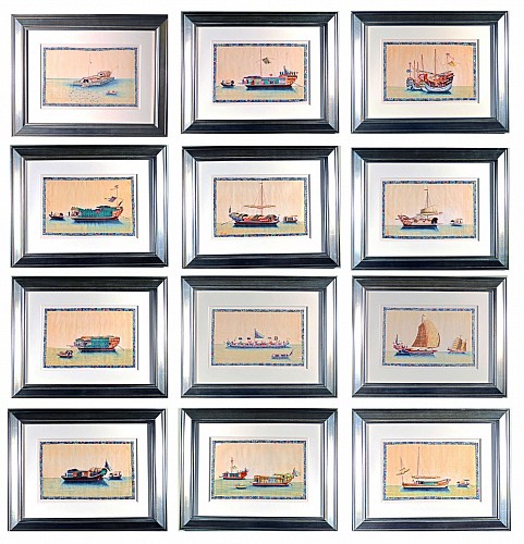 A Set of Twelve China Trade Watercolours of Junks and Sampans, Circa 1850-60 SOLD &bull;