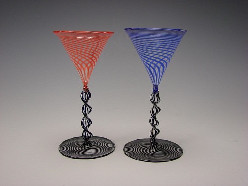Inventory: A Pair of Austrian Bimini Double-twist Stem Glasses, Circa 1925-35., SOLD &bull;