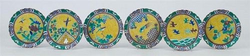 Inventory: Japanese Kutani Pottery Set of Six Plates, circa 1880-1900., SOLD &bull;