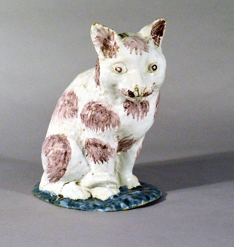 Inventory: Brussels Faience Model of a Cat, Philippe Mombaers., Circa 1765-85., SOLD &bull;