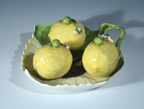 Inventory:  Meissen, Meissen Porcelain Sunflower Dish with Three Attached Trompe L'oeil    Lemon Boxes and Covers,, Circa 1760., SOLD &bull;