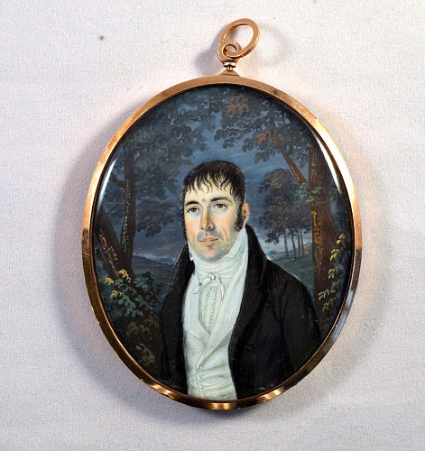 Inventory:  Portrait Miniature, American Portrait Miniature of a Gentleman, By David Boudon, Circa 1805, SOLD &bull;