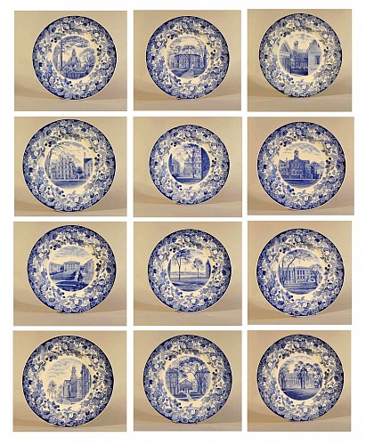 Wedgwood Pottery Wedgwood Pottery Set of Twelve Plates with Harvard Scenes, 1927. SOLD &bull;