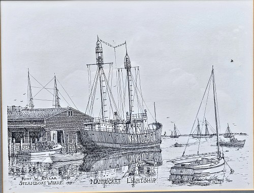 Print Steamboat Wharf, Nantucket Lightship 1977
Lithograph by Kurt W. Kellar, 1985