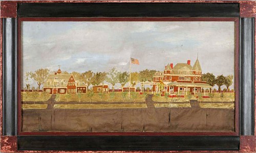 Inventory:  Thomas Willis, Thomas Willis large Silk and Canvas of a Homestead, Circa 1885, $6,500