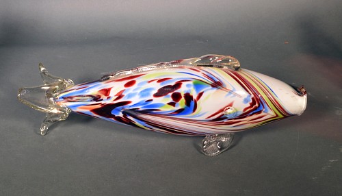Inventory:  Murano Glass, Italian Murano End of Day Fish Sculpture Vase, 1960's., SOLD &bull;