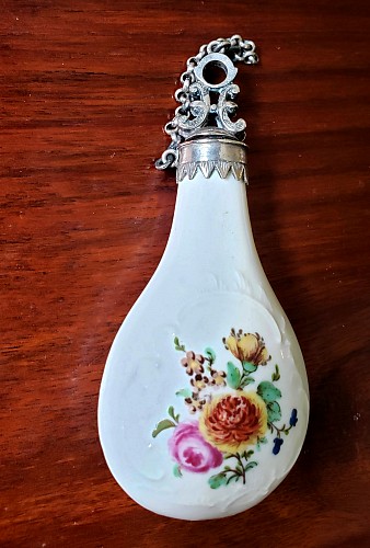 Inventory:  French Porcelain, French Porcelain Scent Bottle with Bouquets of Flowers, Circa 1775, SOLD &bull;