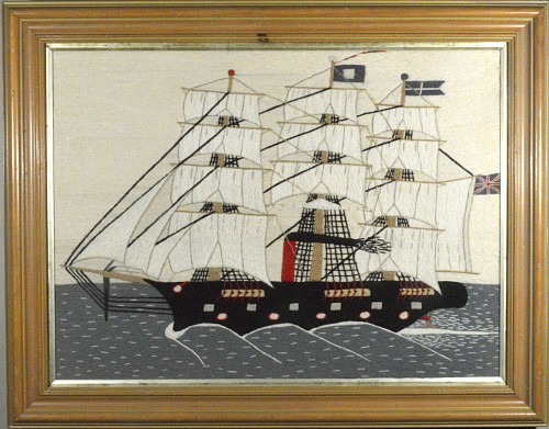 Inventory:  Sailor's Woolwork, Sailor's Woolwork (woolie) of a Ship of large size, Circa 1875-95, SOLD &bull;