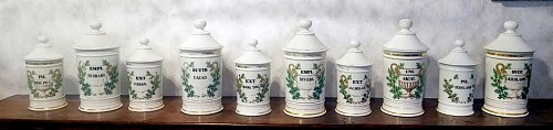 Paris Porcelain Set of Ten French Porcelain Apothecary Jars, 1870 $3,000