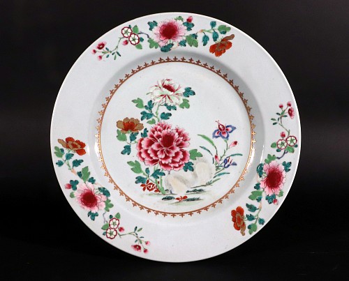 Inventory:  Chinese Export Porcelain, Chinese Export Porcelain Large Dish with Famille Rose Flowers, 1760, SOLD &bull;