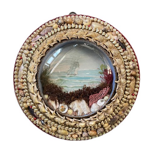 shellwork Edwardian Shellwork Valentine Diorama of a Ship, 1900 $1,500
