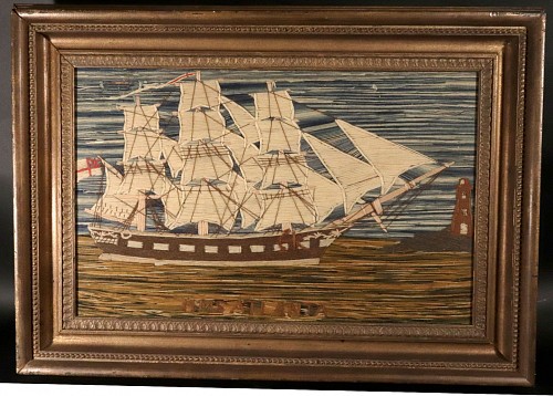 Sailor's Woolwork British Sailor's Woolwork of Named HMS Atalanta Coming into Port, 1880 $7,500