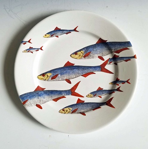 Inventory:  Piero Fornasetti, Piero Fornasetti Fish Plate, Passata de pesce (Passage of Fish), 1950s, SOLD &bull;