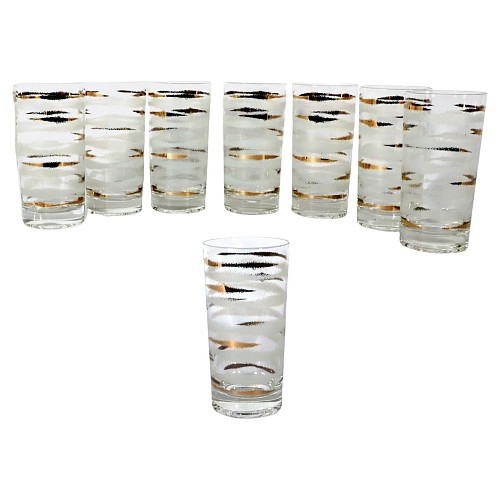 Vintage Mid-Century Modern Fred Press Vintage Glasses-Set of Seven, 1950s-60s $450