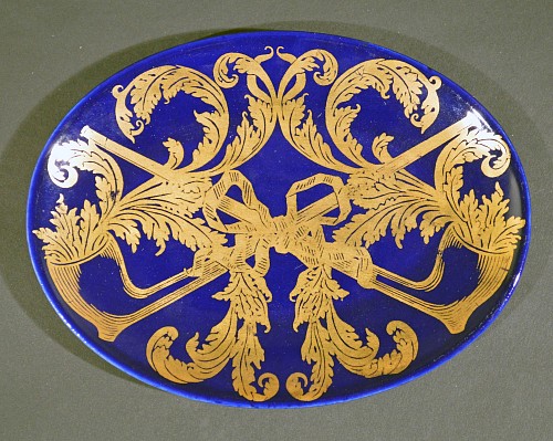 Inventory:  Piero Fornasetti, Vintage Piero Fornasetti Ceramic Dish with Gilt Pipe and Tobacco Motif, 1950's-1960's, $425