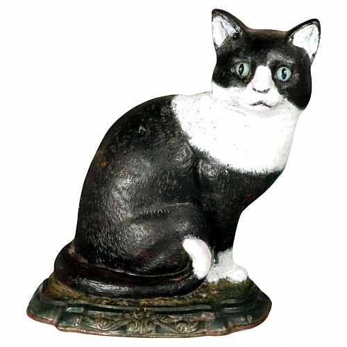 Inventory:  Folk Art, American Folk Art Door Stop in the Form of a Sitting Cat, Early 20th Century, $750