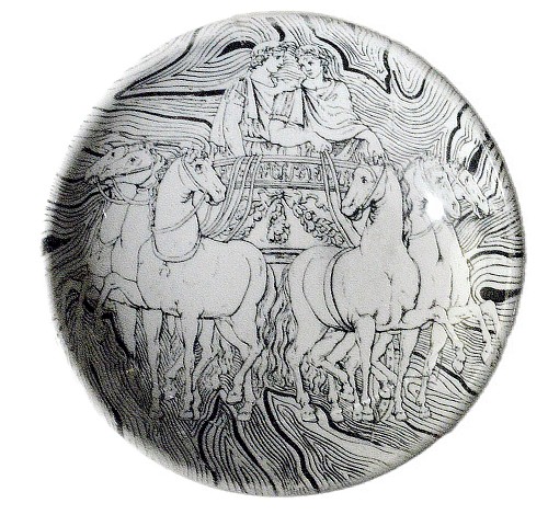 Piero Fornasetti Vintage Piero Fornasetti Neo-classical Black and White Ashtray of a Roman Chariot, 1950-1960's $300