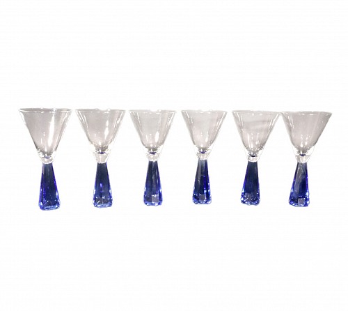 Vintage Vintage Post-Modern Translucent Blue Base Martini Glasses, 1970s $750