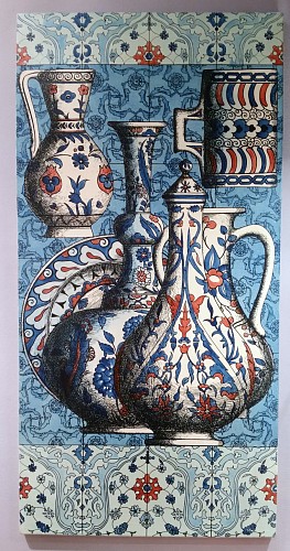 Inventory:  Piero Fornasetti, Vintage Piero Fornasetti Rare Large Iznik Design Plaque, 1955, $7,500