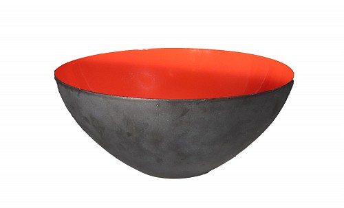 Mid-century Modern Modernist Krenit Bowl with Red Enamel Interior and Black Steel Exterior by Herbert Krenchel for Torben &Atilde;rskov & Co., 1950s-early 60s $500