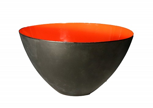 Inventory:  Mid-century Modern, Modernist Krenit Bowl in Black Steel and Red Enamel, by Herbert Krenchel, 1950s-early 60s, $250