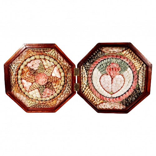 Sailor's Valentine Double Sailor's Valentine of Sea Shells with Heart and Star Designs, 1885 $8,500