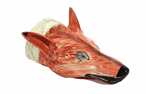 Creamware Pottery 18th-century Creamware large Fox-head Stirrup Cup, 1775 SOLD &bull;