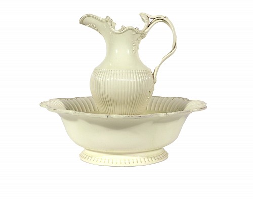 Inventory:  Creamware Pottery, Creamware Large Jug and Basin, Probably Leeds, 1780, SOLD &bull;