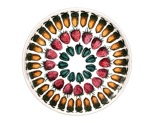 Piero Fornasetti Piero Fornasetti Ceramic Plate with Giostra Di Frutta Pattern, Number 5 in Series, 1955-1960 $750