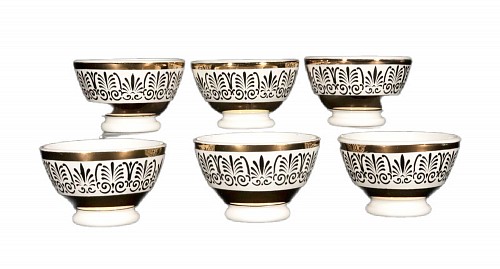 Inventory:  Piero Fornasetti, Piero Fornasetti Complete Set of Six Appetizer Bowls with Anthemion Decoration, jj, $1,250