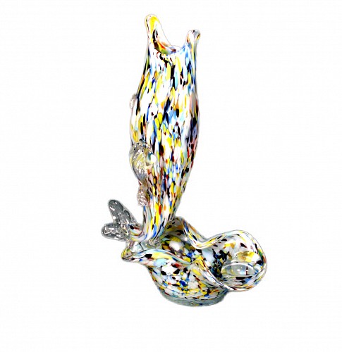 Murano Glass Murano Glass ""End of Day"" Fish Sculpture Ashtray, 1960's. $225