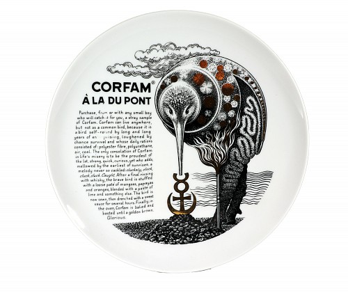 Piero Fornasetti Piero Fornasetti Porcelain Cook Pattern Plate, Corfam a La Du Pont, Made for Fleming Joffe, 1968-74 $600