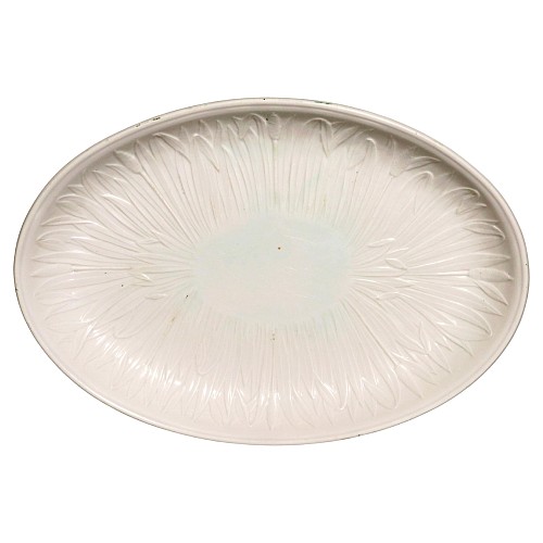 Inventory:  Creamware Pottery, Creil Fine Creamware Dish with Bullrushes, 1800-20, $350