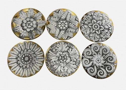Piero Fornasetti Rosini Pattern Piero Fornasetti Set of Plates, 1970s-80s