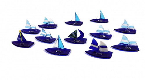 Mid-century Modern Vintage Modern Murano Glass Model of Sailing Ships, 1970s $750