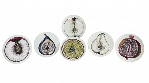 Inventory:  Piero Fornasetti, Piero Fornasetti Sezioni Di Frutta (Sections of Fruit) Set of Plates, 1960s, $3,000