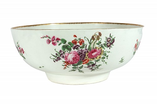 First Period Worcester Porcelain First Period Worcester Botanical Punch Bowl decorated by James Giles, 1770 $3,750