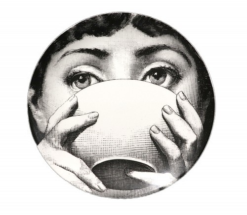 Inventory:  Fornasetti Atalier, Fornasetti Porcelain Themes & Variation Plate, Pattern 191, 1990s, SOLD &bull;