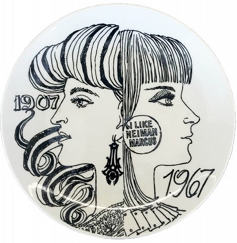 Piero Fornasetti Dated 1967 Piero Fornasetti Neiman Marcus Presentation Porcelain Plate, Dated 1967 $550
