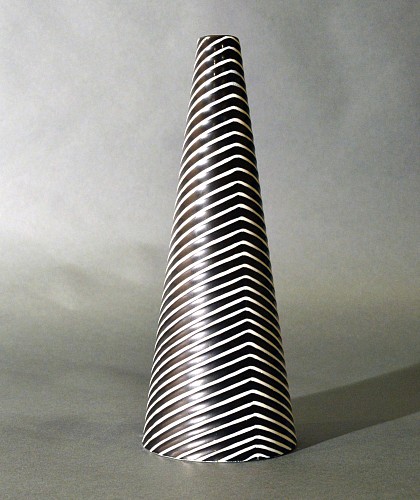 Stig Lindberg Stig Lindberg Stoneware Conical Vase, Domino Series, Black/White, 1954 $750