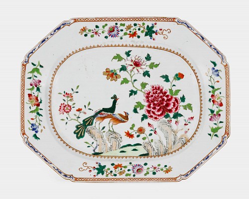 Chinese Export Porcelain Chinese Export Porcelain Very Large Double Peacock Dish, 1765 SOLD &bull;