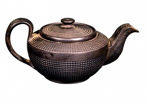 Jasperware English Black Basalt Engine-Turned Teapot and Cover, Circa 1790-1810 $950