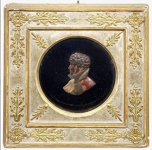 Portrait Miniature Wax Portrait of Le Marquis de Chastellux