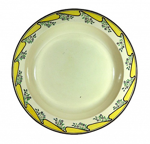 Creamware Pottery Massive English Creamware Pottery Yellow & Botanical Basin, Shorthose & Heath, 1795-1815 $2,250